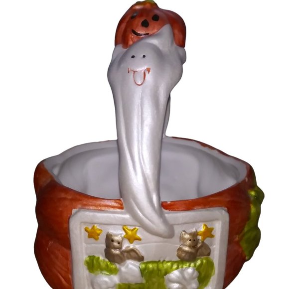 VTG Cornerstone Creations Halloween Ghost Ceramic Basket Fall Pumpkin Y2k Decor - Picture 1 of 10